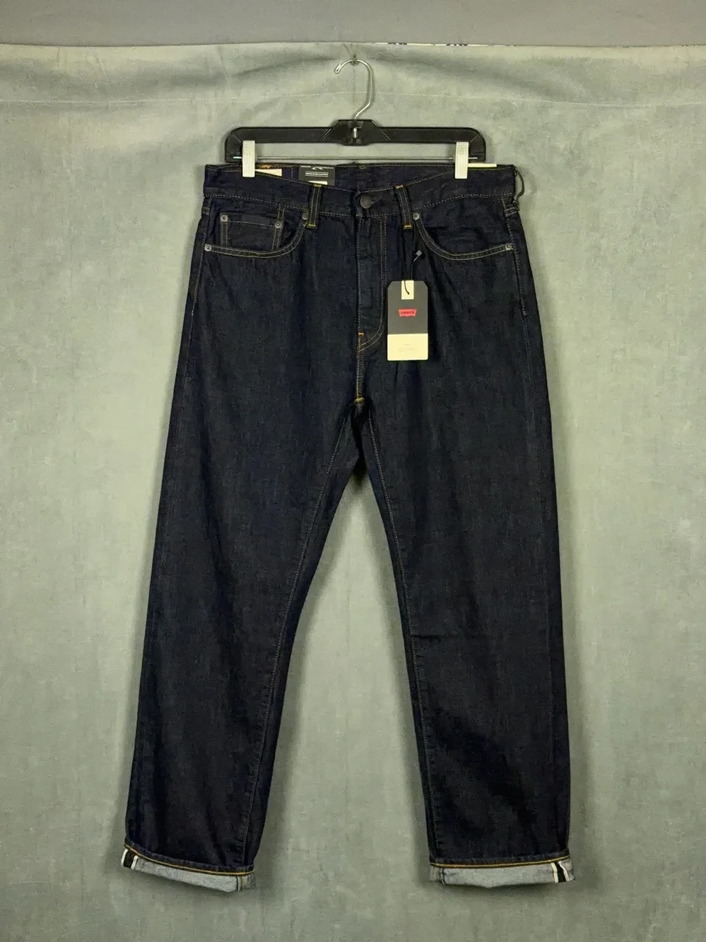 Levis 505 Selvedge Jeans Mens Size 33x30 Straight Leg Dark Wash Americana NWT